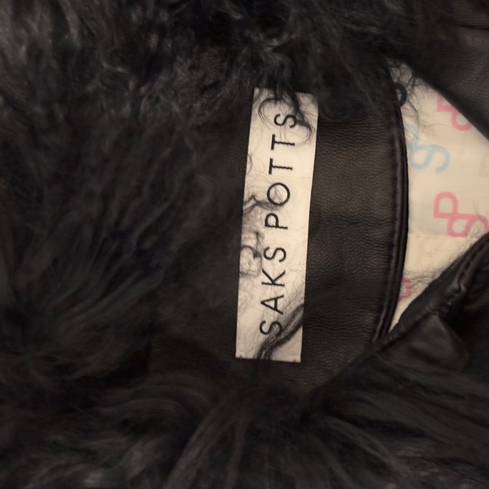 Saks Potts Foxy Leather Jacket with Shearling Collar & Cuffs – Black– Size 1 - Picture 4 of 6